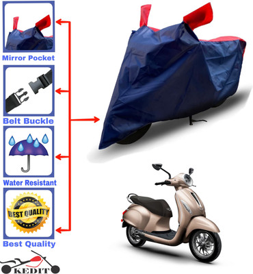 KEDIT Two Wheeler Cover for Bajaj(Urbanite Chetak BS6, Red, Blue)