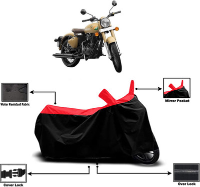 Amexride Two Wheeler Cover for Royal Enfield(Classic 350 Signals, Red)