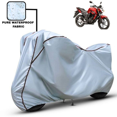 Delphinium Waterproof Two Wheeler Cover for Yamaha(FZ-S FI, Silver, Black)