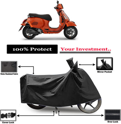 Amexride Two Wheeler Cover for Vespa(GTS Super 300, Black)