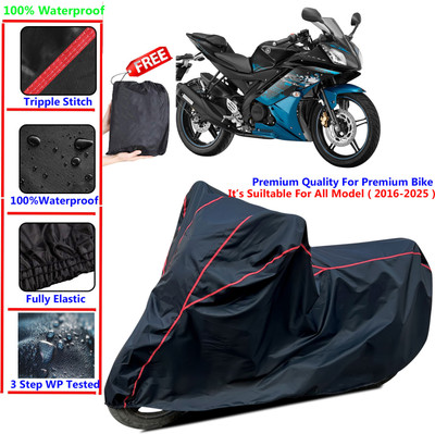 AutoCoversHub Waterproof Two Wheeler Cover for Yamaha(YZF R15 Ver 2.0, Black, Blue)