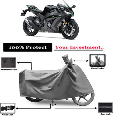 Amexride Two Wheeler Cover for Kawasaki(Ninja ZX-10R SE BS6, Grey)