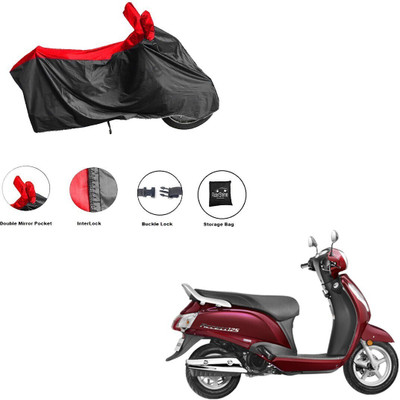 RiderShine Waterproof Two Wheeler Cover for Suzuki(New Access 125, Black, Red)