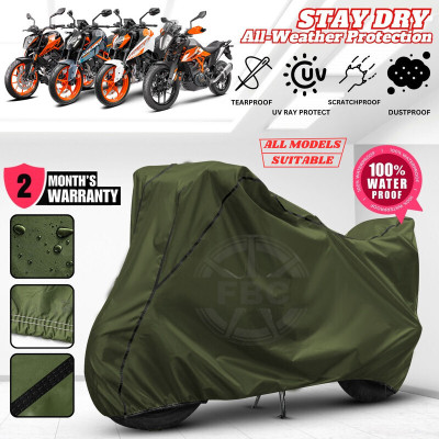 AUTOCAD Waterproof Two Wheeler Cover for KTM(200 Duke, Green, Black)