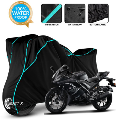 MATT_X Waterproof Two Wheeler Cover for Yamaha(R15, Black, Blue)