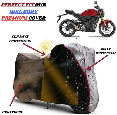Delphinium Waterproof Two Wheeler Cover for Honda(CB300R, Black, Silver)