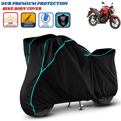 Delphinium Waterproof Two Wheeler Cover for Yamaha(FZ-S FI, Black)