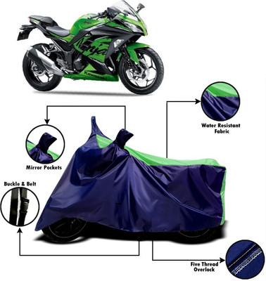 MMSSTAR Waterproof Two Wheeler Cover for Kawasaki(Ninja 300, Green, Blue)