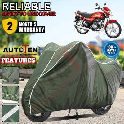 AUTOTEN Waterproof Two Wheeler Cover for Hero(HF Deluxe BS6, Green, White)