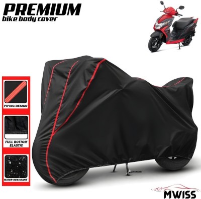 Mwiss Waterproof Two Wheeler Cover for Honda(Dio, Black, Red)