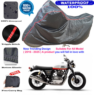 AutoGalaxy Waterproof Two Wheeler Cover for Royal Enfield(Interceptor 650, Black, Red)