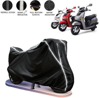 BOTAUTO Two Wheeler Cover for TVS(iQube Electric, Black, White)