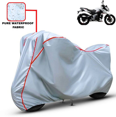 Delphinium Waterproof Two Wheeler Cover for Bajaj(Pulsar AS 150, Silver, Red)
