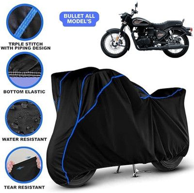 Shiv Kanha Waterproof Two Wheeler Cover for Royal Enfield(Bullet 350, Black, Blue)
