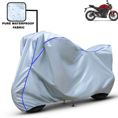 Delphinium Waterproof Two Wheeler Cover for Honda(CB300R, Silver, Blue)