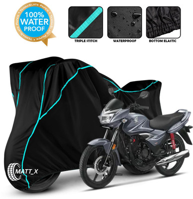 MATT_X Waterproof Two Wheeler Cover for Honda(Shine, Black, Blue)