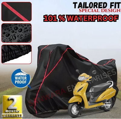 Starvin Waterproof Two Wheeler Cover for Honda(Activa, Black, Red)