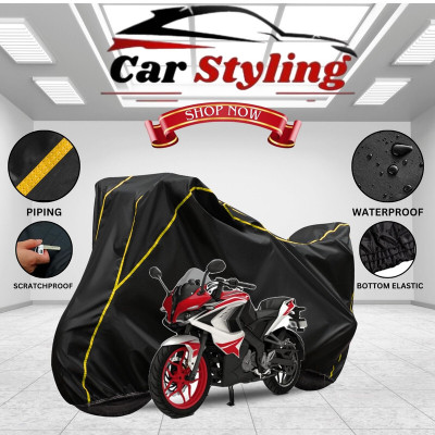 Car Styling Waterproof Two Wheeler Cover for Bajaj(Pulsar RS200 BS6, Black, Yellow)