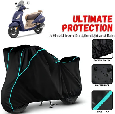 OliverX Waterproof Two Wheeler Cover for TVS(Jupiter, Black, Blue)