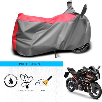 ANTHUB Waterproof Two Wheeler Cover for KTM(RC 200, Grey, Red)