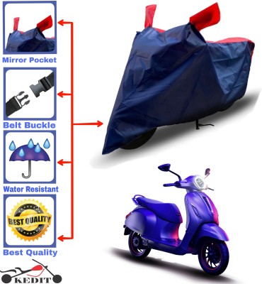 KEDIT Two Wheeler Cover for Bajaj(New Chetak, Red, Blue)