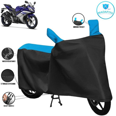 MADAFIYA Waterproof Two Wheeler Cover for Yamaha(R15, Black, Blue)