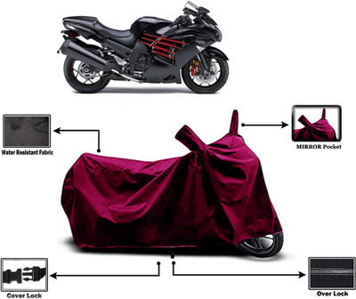 Amexride Two Wheeler Cover for Kawasaki(Ninja ZX-14R, Maroon)