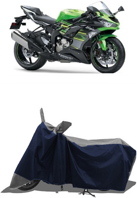 SUGASHRI Waterproof Two Wheeler Cover for Kawasaki(Ninja ZX-6R, Grey, Blue)