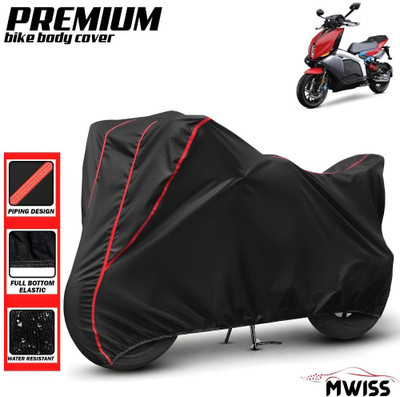 Mwiss Waterproof Two Wheeler Cover for TVS(X1, Black, Red)