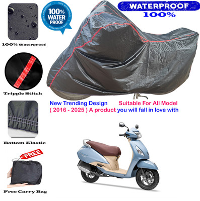 AutoGalaxy Waterproof Two Wheeler Cover for TVS(Jupiter, Black, Red)