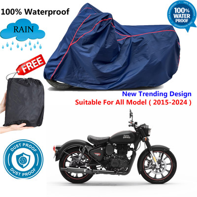 AutoGalaxy Waterproof Two Wheeler Cover for Royal Enfield(Classic 350, Blue, Red)