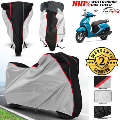 Car Styling Waterproof Two Wheeler Cover for Yamaha(Fascino, Silver, Black)