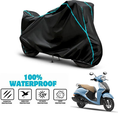 ANTHUB Waterproof Two Wheeler Cover for Yamaha(Fascino 125, Black)
