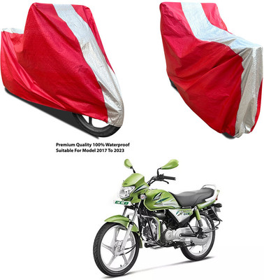 AutoGalaxy Waterproof Two Wheeler Cover for Hero(HF Deluxe, Silver, Red)
