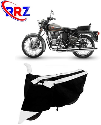 RRZ Waterproof Two Wheeler Cover for Royal Enfield(Bullet 500, Black, White)