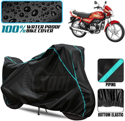 xodi Waterproof Two Wheeler Cover for Hero(HF Deluxe BS6, Black, Blue)