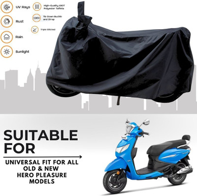 ZAQE Two Wheeler Cover for Hero(Pleasure Plus, Black)