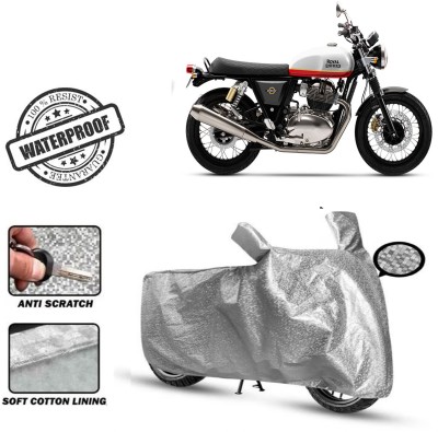 ROYAL AUTO MART Waterproof Two Wheeler Cover for Royal Enfield(Interceptor 650, Silver)