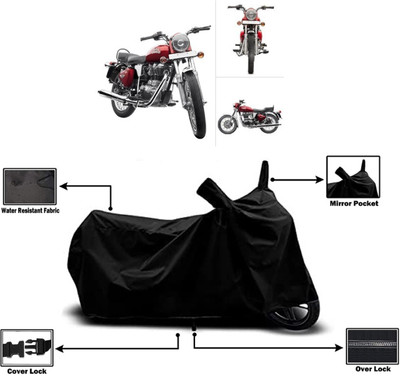Amexride Two Wheeler Cover for Royal Enfield(Twin spark, Black)