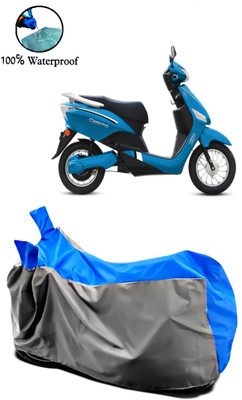 Autofly Waterproof Two Wheeler Cover for Hero(Electric Optima, Grey, Blue)