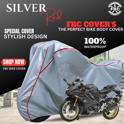 FBC Waterproof Two Wheeler Cover for Yamaha(R15, Silver, Red)