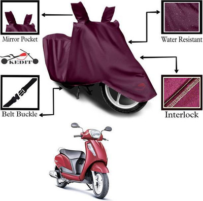 RAAMKM Two Wheeler Cover for TVS(Maroon)