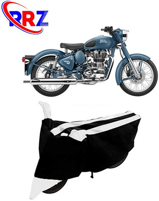 RRZ Waterproof Two Wheeler Cover for Royal Enfield(Classic 500, Black, White)