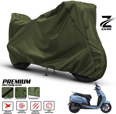 ZAQE Two Wheeler Cover for TVS(iQube Electric, Green, Black)