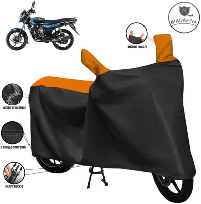 MADAFIYA Waterproof Two Wheeler Cover for Bajaj(Platina 110 H-Gear, Black, Orange)