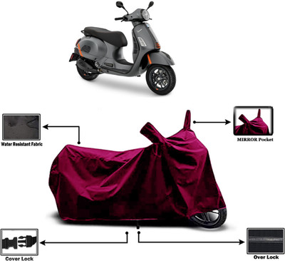 Amexride Two Wheeler Cover for Vespa(GTS Super 300 BS6, Maroon)