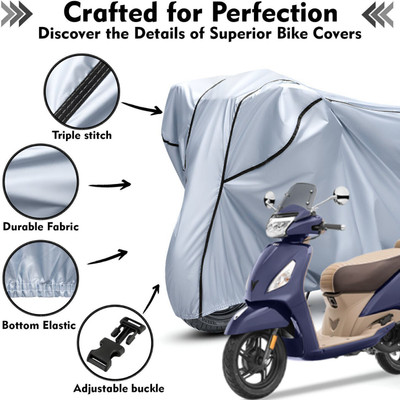 Shiv Kanha Waterproof Two Wheeler Cover for TVS(Jupiter, Silver, Black)