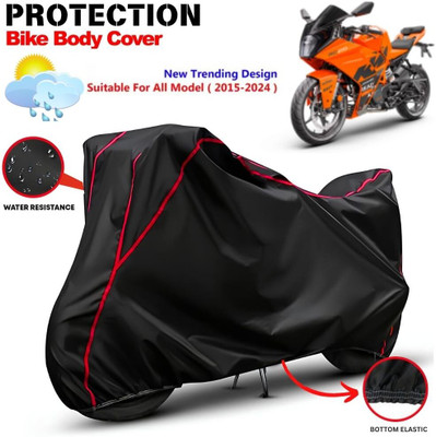 CABRY Waterproof Two Wheeler Cover for KTM(RC 125, Black, Red)