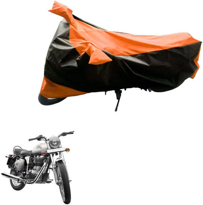 Mdstar Waterproof Two Wheeler Cover for Royal Enfield(Bullet 350, Black, Orange)