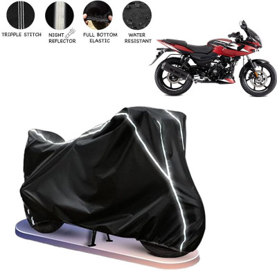 BOTAUTO Waterproof Two Wheeler Cover for Bajaj(Pulsar 220F, Black, White)